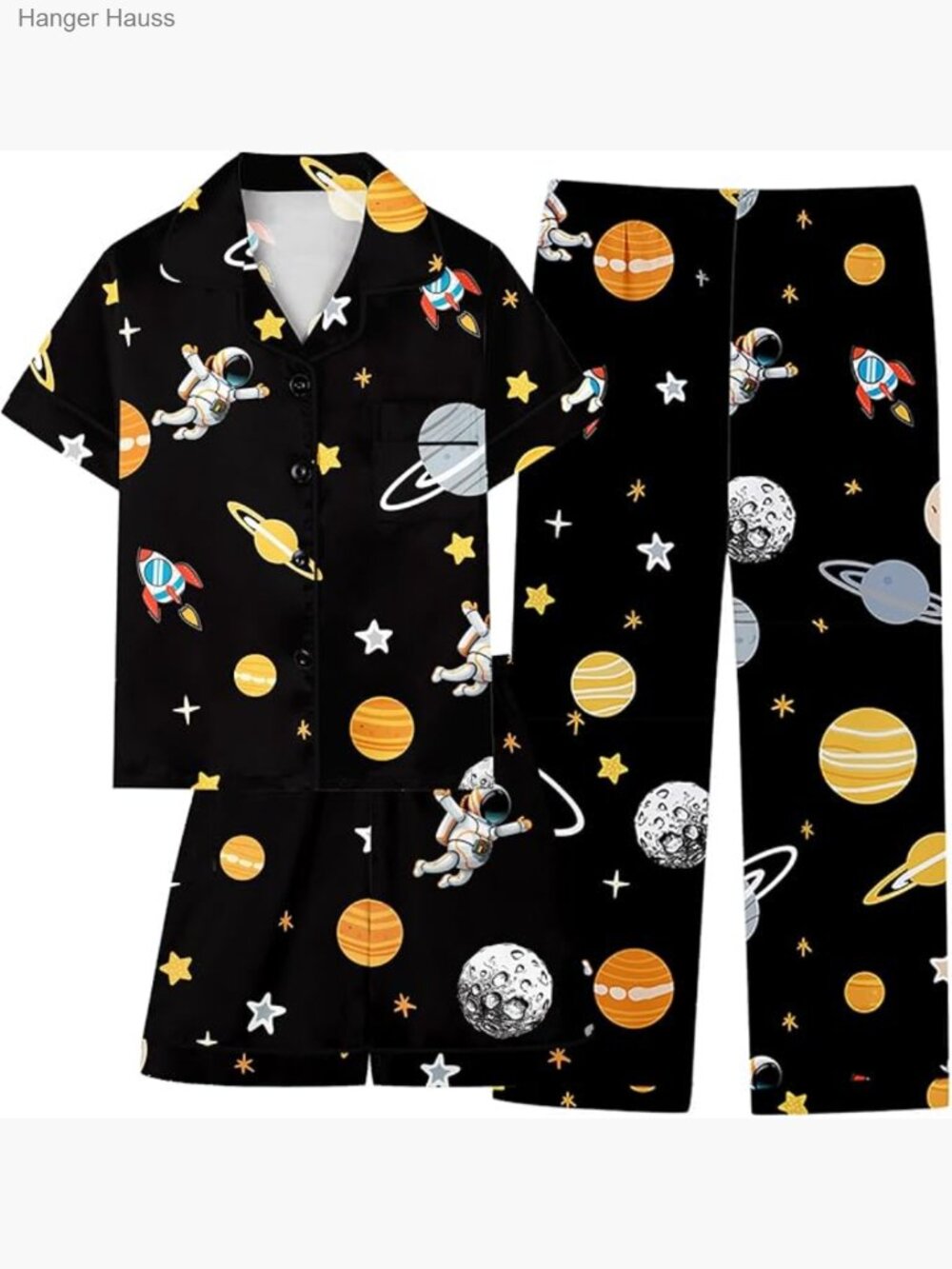 Kids Silk Pajama Set Short Sleeve 3 Piece Boys Sleepwear